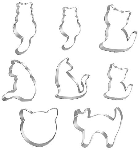 Ausstechform Katze,8pcs Ausstechformen,Edelstahl Ausstecher,DIY Ausstechform Tiere,Katze Keksausstecher,Zum Kinder Backen Fondant Katzenform,Ausstecherke Ksausstecher,Backen Fondant Cookie Keks