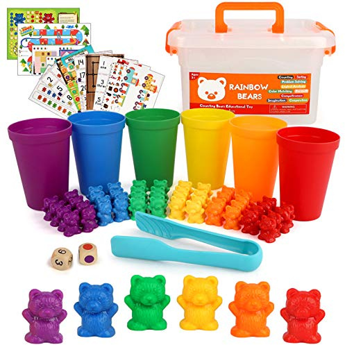 kramow Montessori Spielzeug Sortieren 3 4 5 6 7 8 Jahren, Farben Lernen, Sortierspiel Kinder, Lernspielzeug Pädagogisches Spielzeug Geschenk für Mädchen Jungen, 82 Stück