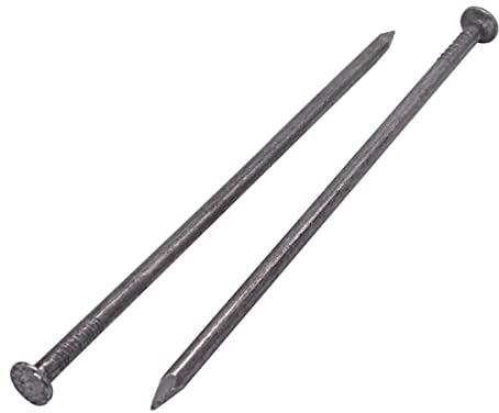 Confezione da 50 chiodi per costruzione in acciaio al carbonio, 5,0 x 150 mm, testa tonda piatta, chiodi a filo comune multiuso, lavorazione del legno (50, 5,0 x 150 mm)