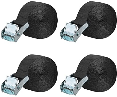 Azarxis Förtöjningsremmar med spänne bagagebälte 25 mm 4 st bagagebälte (3 m, svart - 25 mm-4 st)