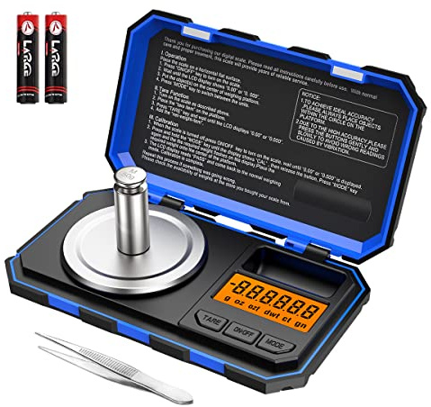 Brifit Bilancia di Precisione 200g/0.001g Bilancia Cucina Digitale con Peso di Calibrazione da 50 g e Pinzette, Bilancia Professionale con Display LCD Retroilluminato e Funzione Tara(blu)