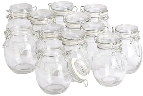 VBS 12er-Pack Mini-Bügelglas bauchig Füllmenge 120ml 9x6cm Bonbonglas Glas Bügelverschluss-Glas