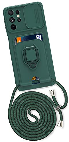 Handykette Hülle mit Kartenhalter für Samsung Galaxy S23 Ultra,kameraschutz Hülle mit Camera Slider Handyhülle Silikon TPU Cover für zum Umhängen Schutzhülle mit Case für Samsung Galaxy S23 Ultra