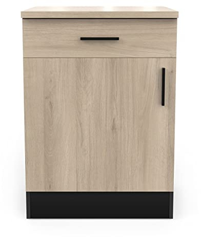 Meuble Bas Cuisine Avec Plan de Travail, 1 Porte & 1 Tiroir - ORIGAN - Fabriqué en France - L 40 x P 60 x H 85