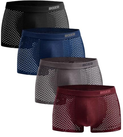 BOXR Underwear Boxer in bambù – Set di 4 – Morbido come seta e traspirante (S-3XL)