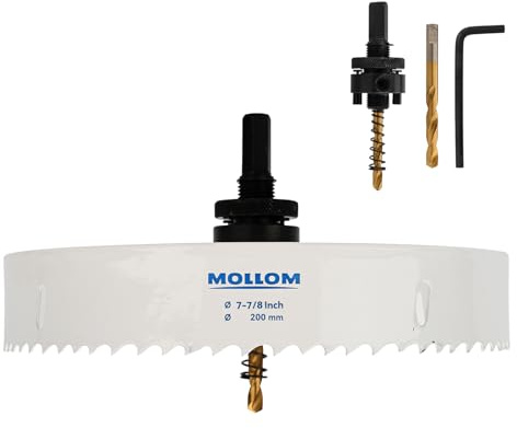 Mollom 200mm (7-7/8) HSS M42 Bi-Metall-Lochsäge 8% Kobalt mit Aufnahmedorn