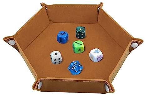 Sloane Würfelrolltablett,Sechseckige Würfel-Rollmatte und Aufbewahrungsbox | Tragbarer PU-Lederhalter für Brettspiel-Aufbewahrungsschalen, Familienwürfelspiele wie RPG DND, Geschenk für Freunde zum