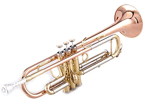 Student Trompete B-flat Trumpet Rose Gold Three-color Contrast Design Standard Trumpet Professional Playing Brass Instrument Trompete