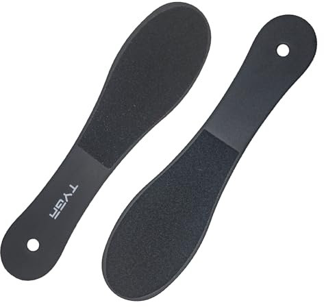 TYGA Foot Scrubber e lucidante per piedi - Lima per piedi a doppia faccia, grossa e fine, per uso asciutto e bagnato, Efficace rimozione della pelle morta per piedi screpolati (nero) (confezione da 2)