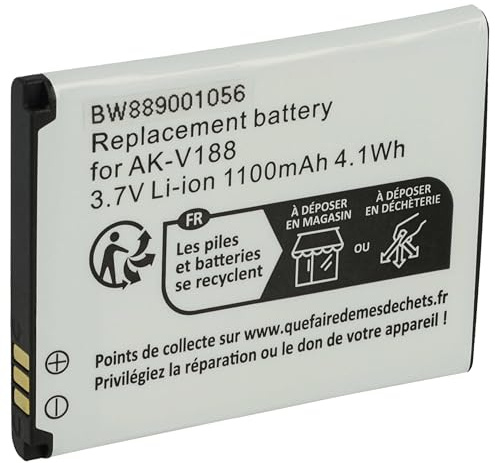 vhbw Akku kompatibel mit Emporia TOUCHsmart V188 | V188.3, V188.2 Handy Smartphone Telefon (1100 mAh, 3,7 V, Li-Ion)