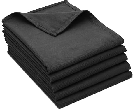 ZOLLNER Set de 5 torchons en Coton 50x70 cm - Super absorbants et Robustes - lavables jusqu'à 60°C - Noirs - qualité gastronomique - certifiés Oeko Tex®.