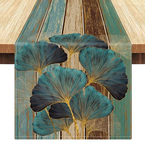 LRartdeco Runner da tavolo verde, lavabile, stile rustico, in legno, 40 x 140 cm, per ristorante, tavolo da pranzo
