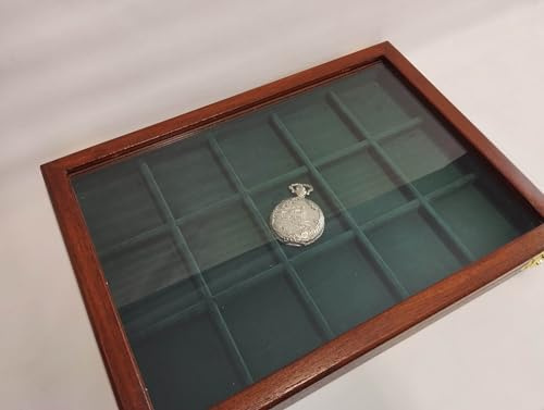 Vitrina para Reloj de Bolsillo – Estuche de Madera Artesanal para un Reloj de Bolsillo, Caja Expositora para Coleccionistas e Idea de Regalo