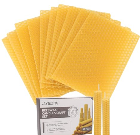 Bolosa 10 Stück Bienenwachsplatten, Wachsplatten für Kerzen, Wachsplatten, Bienenwachskerzen, Wachsplatten für Kerzen, Geeignet für Handwerkliche Geschenke, Eltern Kind Bastelaktion, (13,2 x 9cm)