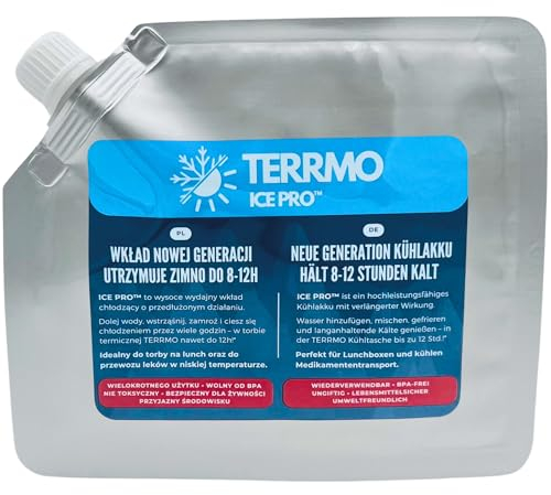 TERRMO Ice Pro™ Klein Kühlakku für Kühltasche, Brotdose, Kühlbox, Medikamenten | Extra Lange Kühldauer | Wiederverwendbar, Hochleistungsfähig | Kühlelemente, kühltasche akku, kühlpack 350ml & 19x16cm