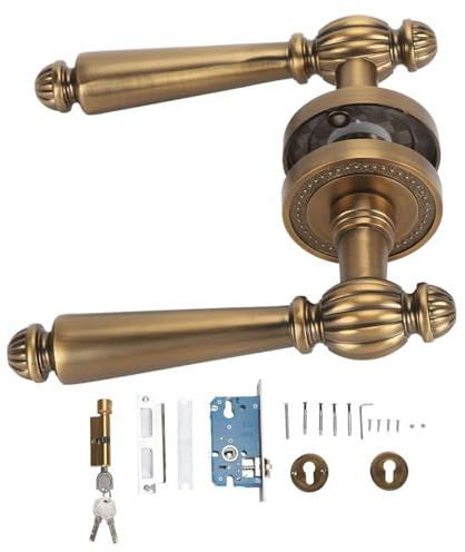 Fafeicy Serrure de Poignée de Porte en Bronze Silencieux Design doré Antique avec Noyau en Cuivre et Pièces de Rechange pour Espace Intérieur