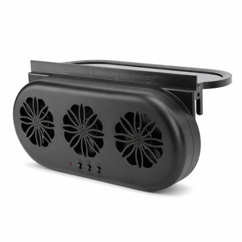 Solar Powered Car Ventilator, Car Exhaust Fan, 5000RPM Vehicle Window Fan, Solar Power Car Auto Air Vent Cool Fan with 3 Air Outlet, USB Interface, Car Ventilation System