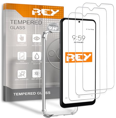3X Protector de Pantalla y Funda Anti-Shock para XIAOMI REDMI A3 4G, Cristal Vidrio Templado y Silicona TPU de Alta Resistencia