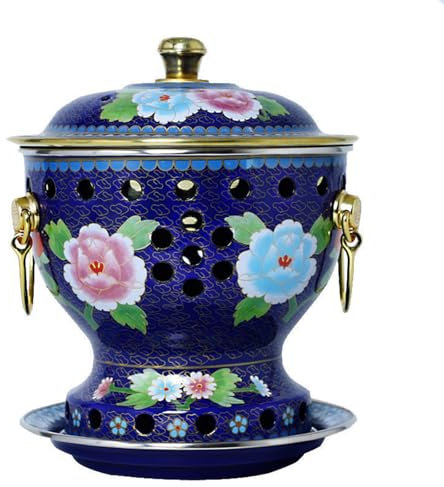 OYWEHECE Kupfer-Hot Pot, Alter Pekinger Kupfertopf für Einzelpersonen, Chinesischer Traditioneller Cloisonné-Hot Pot, Kommerzielle Kleine Chafing Dishes für 1–2 Personen, Alkoholherd,B