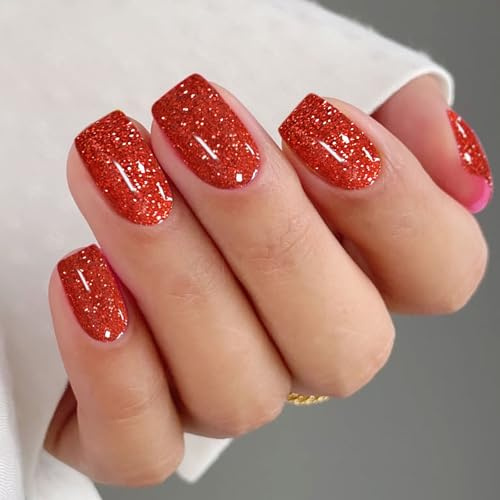 JMEOWIO Nagelfolie Glitzerrot Gel Nail Nagelfolien Selbstklebend Nail Sticker Uv Härtend Dekoration Nageldesign Zubehör