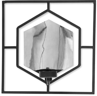 VIDI Tesoro Nascosto Porte-Bougie | Porte-Bougie Argent pour Salon | Décoration Murale Moderne de 24x24 cm | Design Moderne de Porte-Bougie | Chandelier Mural Géométrique