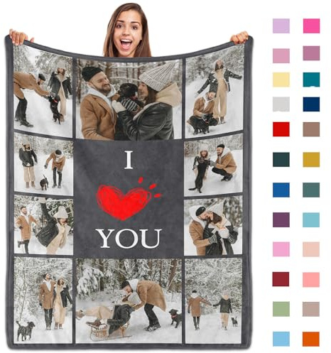 ROHBVMN Personalisierte Decke mit Foto- und Textdruck,Decke personalisiert babydecke, kuscheldecke personalisiert für Freundin, Freund,Ehemann, HD-Druck Foto-Decke fotodecke selbst gestalten