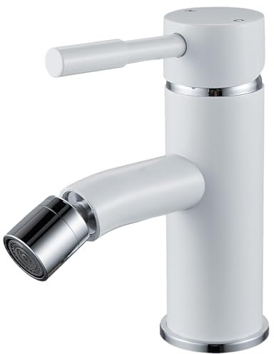 F-DEEN Rubinetto per Bagno Bidet，Bidè per Lavabo Rubinetto per Bagno, Miscelatore Monocomando Rubinetto Bagno Lavabo Bianco