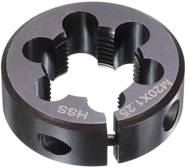 sourcing map Runde Schneideisen M20 x 1,25, metrisches Gewinde, 38 mm Außendurchmesser, verstellbar, rechts, Hochgeschwindigkeitsstahl (HSS), runde Schneideisen für Gewindereparatur
