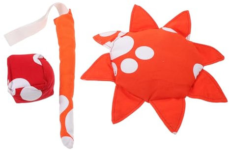 Abaodam Disco Volador Suave para Niños, 3 Piezas de Tela Roja Forma de Huella, Diseño Interactivo y Seguro para Juegos al Aire Libre