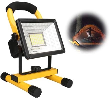 Proyector LED para exteriores Reflector LED portátil recargable de 60W, reflector a prueba de agua con batería, lámpara de trabajo al aire libre, linterna de Camping