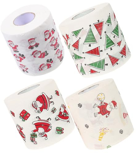 Healeved 4rollen Weihnachten Toilettenpapier Mit Motiven Dekorative Papierrolle Für Bad Küche Reisen Täglicher Gebrauch Sanft Zur Haut