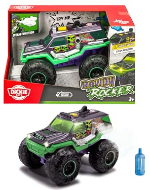 Dickie Toys 203764025 - Rowdy Rocker - Frihjulsbil med Ljus, Ljud, Fjädring och Rökeffekt, 25 cm, Från 3 år