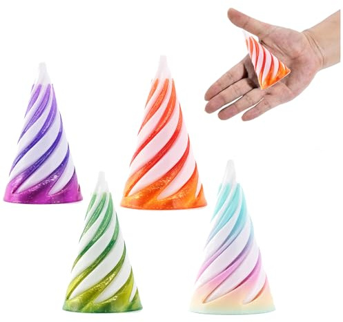 4 Pieces Spiral Cone Fidget Toys, Impossible Cone, Impossible Cone Fidget Toy, Fun Toys Anxiety Stress Relief Toy, Pyramid Fidget Toy for Relief of Stress & Anxiety