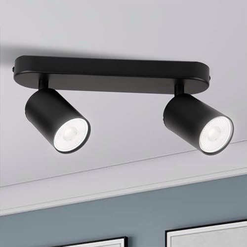 ARCYN LED Deckenlampe, schwenkbare Deckenleuchte GU10, modern für Wohnzimmer, Küche, Schlafzimmer & Flur, ohne Leuchtmittel (Schwarz 2-flammig)