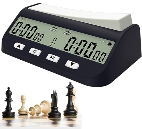 KBIBCK Horloge d'échecs - Minuteur numérique - 3 en 1 - Portable - Avec bonus de temps et fonctions de retard - Idéal pour les échecs et les jeux de société à 2 joueurs