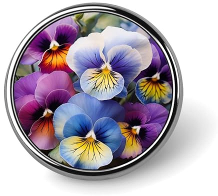 Round Badge Brooch Fashion Pansy Perfection Lapel Tie Pins Personalized Badge Brooch Pin Elegant For Men Women Costume Decorative Accessory