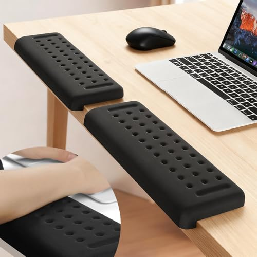 Petyoung Coussins de Coudes en L pour Bureau, Lot de 2 Repose Poignet Clavier avec Mousse à Mémoire de Forme Souple, Antidérapant Ergonomique Repose Coude Bureau pour Table ou Bord de Bureau, Noir
