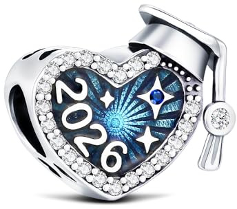 KEQ 2026 Graduación Charms Abalorios Colgante Corazón Compatible Europeo Pulsera Collar Graduacion Charm Para Mujer