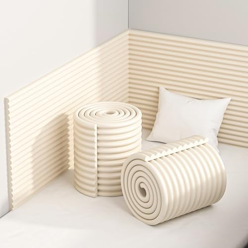 Generisch Wandpaneele Gepolstert für Kinderzimmer - 3D Wandpolster 200 cm Antikollision Selbstklebend Wandkissen, 1.2cm Dick Wandkissen Schlafzimmer Wandschutz Bett,Beige,30cmx200cm 1pcs