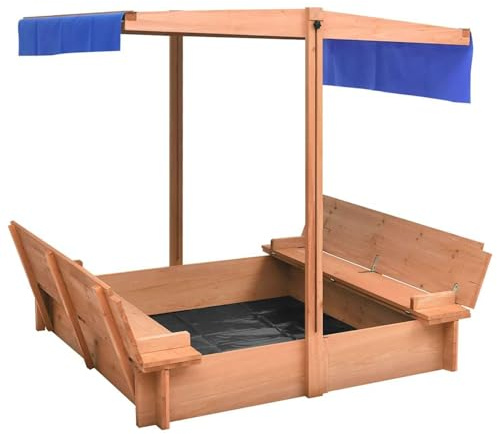 Swpsd Sandbox with Roof Firwood 112x112x112 cm Sandbox Model316474