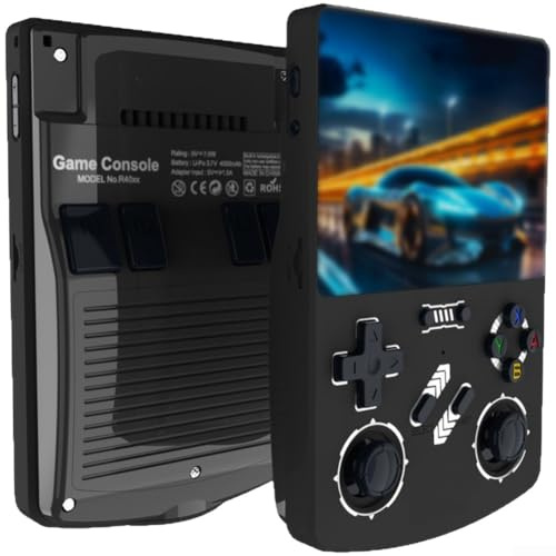 R40XX Handheld-Spielekonsole, 10,7 cm (4,2 Zoll), 128 GB Speicher, HD Retro-Gaming mit BT-Multiplayer für Linux-System für Arcade-Schwarz