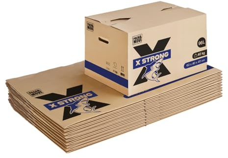 Pack and Move - Lot de 10 Cartons Déménagement X Strong - 60 x 40 x 40 cm - Charge 40 kg - Extrême Résistance - Grande Capacité