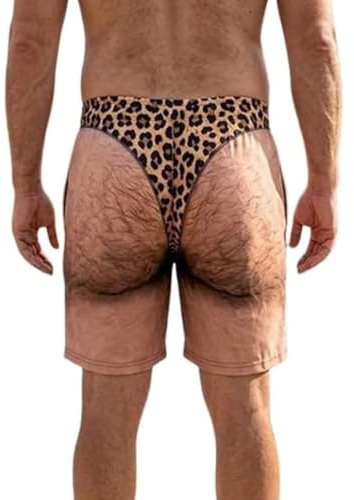 The Cheeky Commando Novelty Prank Badbyxor - 3D håriga ben Beach Short | Badbyxor med håriga ben i 3D - Humor Gag-present for poolfester, realistisk försvinnande illusion