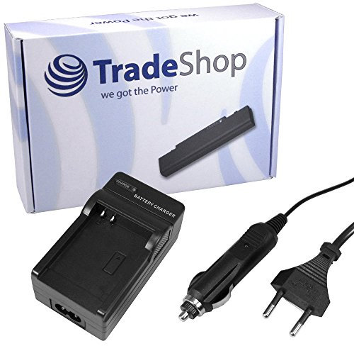 Trade-Shop Akku Ladegerät Lader mit KFZ Adapter passend für Sony Cybershot DSC-WX350, DSC-H400, DSC-H400V, DSC-HX400, DSC-HX400V, DSC-HX50, DSC-HX50V, DSC-HX60, DSC-HX60V, DSC-RX1R