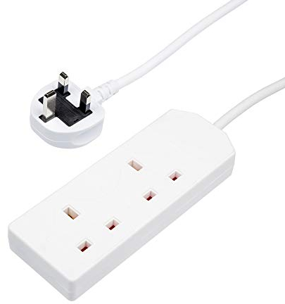 Invero® 2 Way Gang Double Socket Power Mains Extension Lead Cable 5M Metre British Approved 13A Amps - White