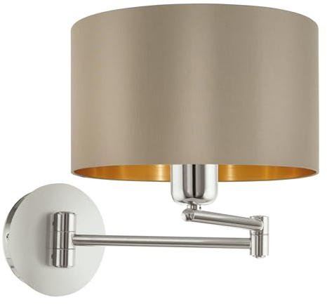 EGLO Wandlampe Maserlo, 1 flammige Textil Wandleuchte, Material: Stahl