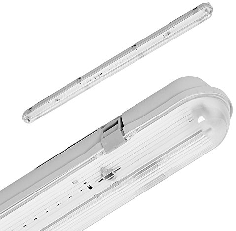 PureLed SET LED Feuchtraumleuchte Wannenleuchte IP65 mit 1X T8 LED 18W 3000K warmweiß G13 120cm Bürolampe