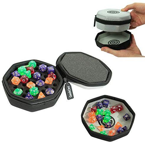 GEEKON Protective Padded Dice Case & Integrated Felt Dice Tray for Board Games, Tabletop Games and RPGs - Holds & Protects Over 75 Dice! Perfect for Game Night! (Gray)
