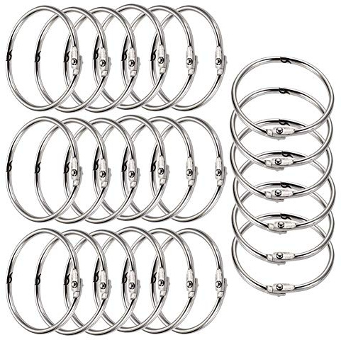 Bücher Ringe,Schlüsselringe 50 Stück Metall Ringe Lose Blatt Buch Ringe Binder Schlüsselring Klein Verbinder Duschvorhang Ringe Schlüsselringe 35mm Ringbindung
