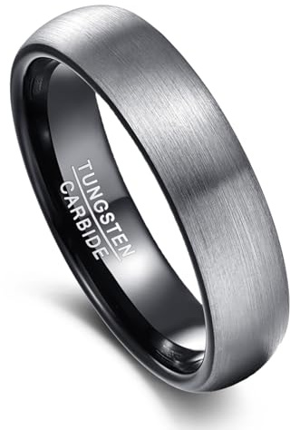 Vakki Grau Ringe für Herren aus Wolframcarbid 6mm Ehering Verlobungsringe Größe 57(18.1)